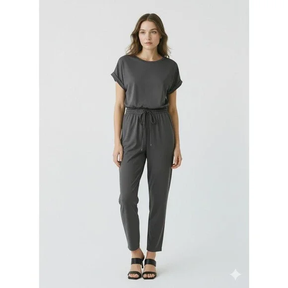 Maurices Gray Traveler Jumpsuit XS Tapered Jogger Athleisure Pockets - Picture 1 of 16